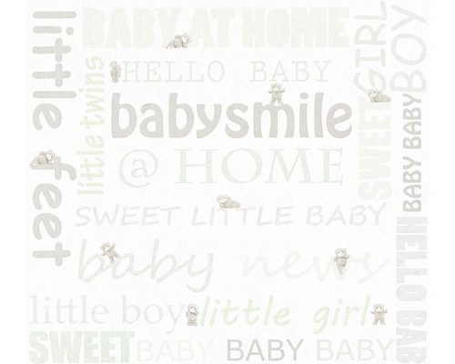 Vliestapete 35847-2 Little Stars Schriften grün Tapete mit Babymotiven und Schriftzügen.