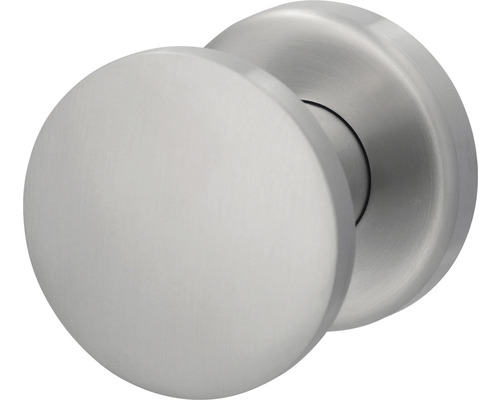 Türknopf auf Rosette edelstahl/satiniert Ø 50 mm für Haus + Wohnungseingangstüren Runder Türknauf aus Metall