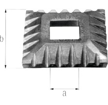 Formstein mit quadratischer Aussparung und Maßangaben