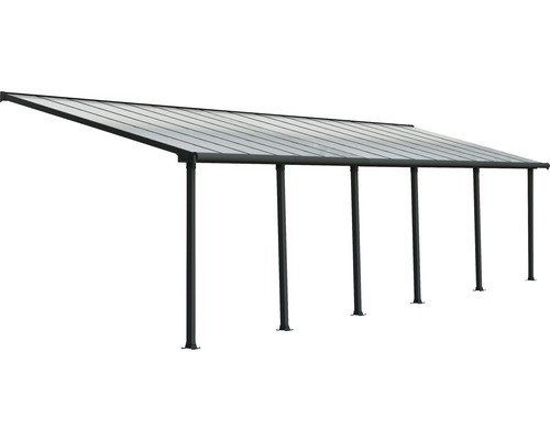 Terrassenüberdachung Palram – Canopia Olympia 3x9.71 980 x 295 cm RAL7016 grau Freistehendes Carport mit Dach und Stahlpfosten