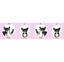 Dekorative Bordüre mit Chihuahua-Motiven und Punktmuster