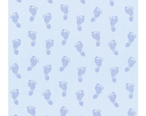 Vliestapete 35863-2 Little Stars Füßchen hellblau Tapete mit Babyfußabdruckmuster