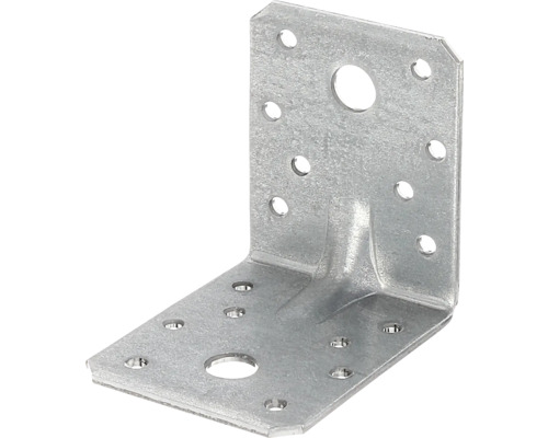Schwerlast-Winkelverbinder m. Sicke 70 x 70 x 55 mm, sendzimirverzinkt, 1 Stück Winkelverbinder aus Metall mit mehreren Löchern zur Befestigung