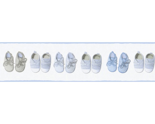Bordüre 35864-2 Little Stars Schühchen hellblau Reihe von Babyschuhen