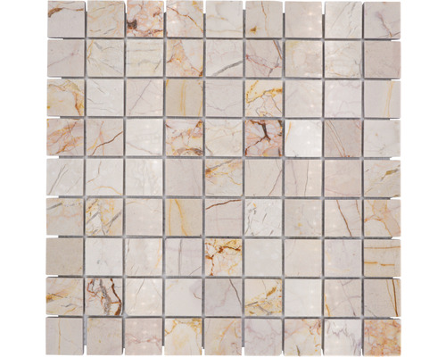 Natursteinmosaik MOS 32/2807 beige/gold 30,5x30,5 cm Mosaikfliese aus Marmor
