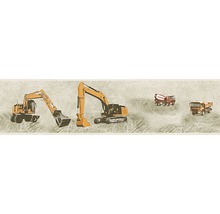 Tapete mit Abbildungen von Baustellenfahrzeugen