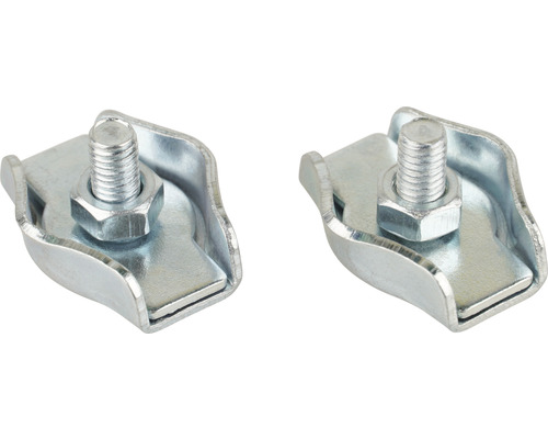 Zwei Rohrschellen mit Schraube und Mutter