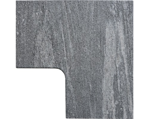 FLAIRSTONE Poolumrandung Arctic Gneis grau Eckstück innen gerundet 60 cm x 35 / 60 cm x 35 cm x 3 cm