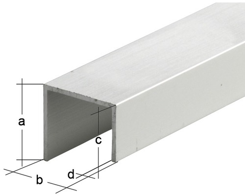 Aluminium U-Profil mit Maßangaben