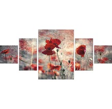 Leinwandbild Red Flowers 5er-Set 150x70 cm-thumb-0 Leinwandbild Red Flowers 5er-Set 150x70 cm-thumb-0