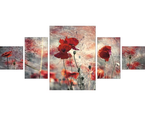 Leinwandbild Red Flowers 5er-Set 150x70 cm-0