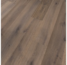 Nahaufnahme von Laminatboden mit Holzoptik.