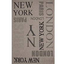 Teppich mit dem Aufdruck der Städtenamen New York, Paris und London