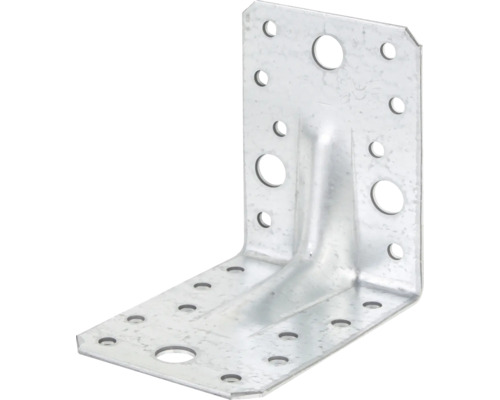 Schwerlast-Winkelverbinder m. Sicke 90 x 90 x 65 mm, sendzimirverzinkt, 1 Stück Winkelverbinder aus Metall mit Löchern zur Befestigung