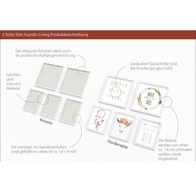 Fünfteiliges Slim Scandic Living Bilderrahmen Set mit Motiven
