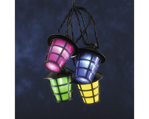 LED Lampion Kette Konstsmide 4,75 m + Zuleitungslänge 10 m 20 LEDs Lichtfarbe kaltweiß Lichterkette mit mehreren bunten Laternen