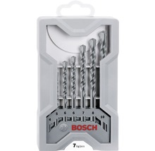 Bosch Bohrerset mit sieben Betonbohrern in verschiedenen Größen in einer grauen Kunststoffverpackung