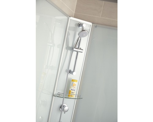 Duschkabine mit Handbrause, Brausestange und Ablage