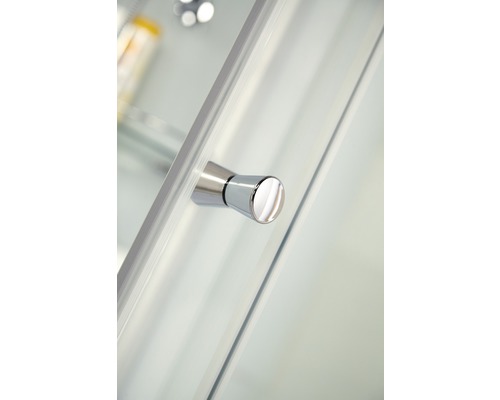 Detailansicht eines Duschkabinentürgriffs aus Metall