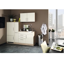 Held Möbel Singleküche mit Geräten Toronto 190 cm Frontfarbe creme Matt  Korpusfarbe sonoma eiche bei HORNBACH kaufen