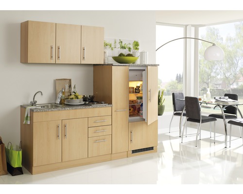 Held Möbel Küchenzeile mit Geräten Toronto 210 cm Frontfarbe buche matt Korpusfarbe buche zerlegt-0