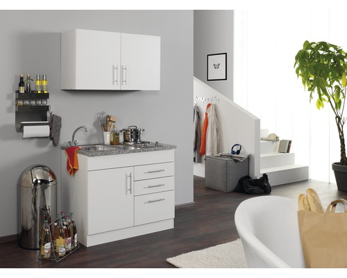 Held Möbel Miniküche mit Geräten Toronto 100 cm Frontfarbe weiß matt Korpusfarbe weiß zerlegt