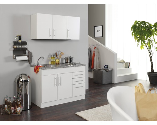 Held Möbel Miniküche mit Geräten Toronto 120 cm Frontfarbe weiß matt Korpusfarbe weiß zerlegt