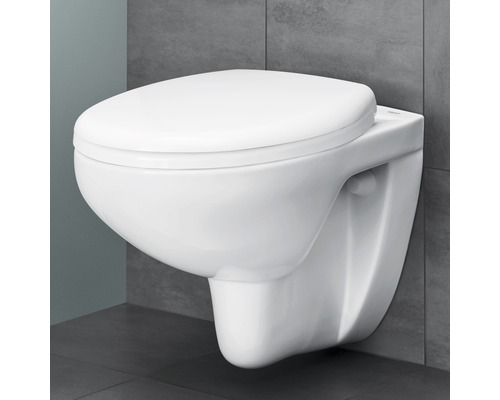 Wandhängendes WC aus Keramik mit geschlossenem Deckel