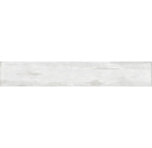 Weiße Wandfliese in Holzoptik.