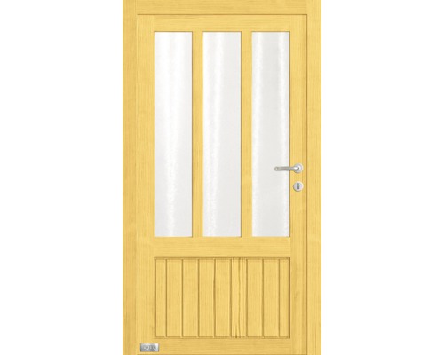 Holztür mit Glaseinsätzen und Griff