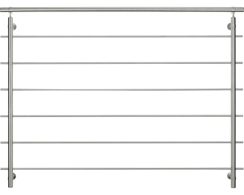 Geländer-Komplettset Pertura Edelstahl für raumhohe Fenster mit waagerechten Rundstäben B: 1.20 m