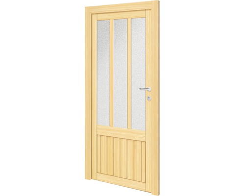 Nebeneingangstür Idaho 980 x 1980 mm rechts mit 5-fach Verriegelung Holztür mit Glaseinsatz und Griff
