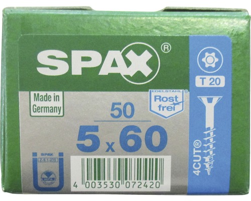 Spax Schrauben 5 x 60 Millimeter, 50 Stück, Rostfrei Siegel