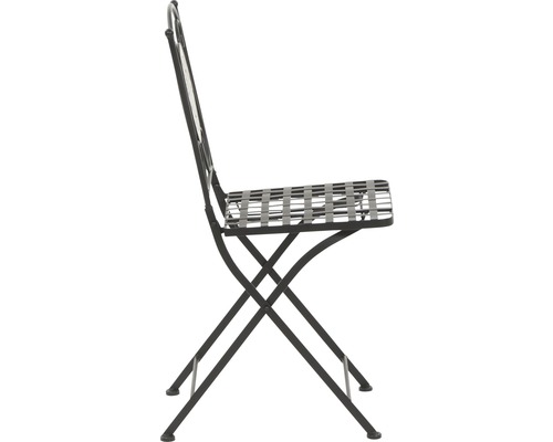 Schwarzer Klappstuhl aus Metall für den Garten