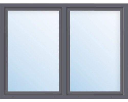 Kunststofffenster 2-flg. mit Stulppfosten ESG ARON Basic weiß/anthrazit 1500x1400 mm