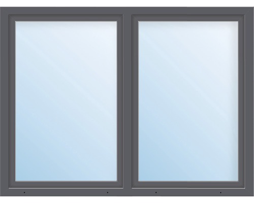 Kunststofffenster 2-flg. mit Stulppfosten ESG ARON Basic weiß/anthrazit 1500x1550 mm