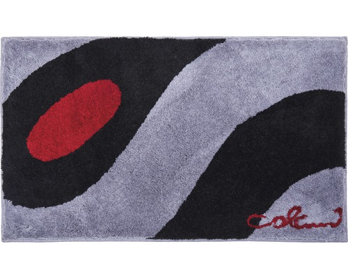 Teppich mit abstraktem Muster in Grau, Schwarz und Rot