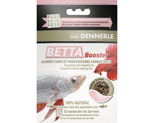 Fischfutter Dennerle Betta Booster Hauptfutter für Kampfische mit Color Booster 12 g, 30 ml