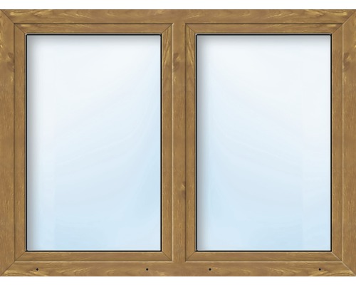 Kunststofffenster 2-flg. mit Stulppfosten ARON Basic weiß/golden oak 1300x550 mm