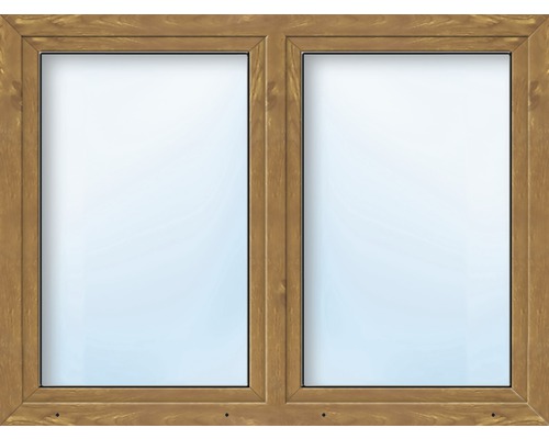 Kunststofffenster 2-flg. mit Stulppfosten ARON Basic weiß/golden oak 1250x1350 mm