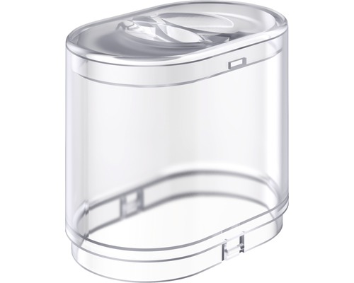 Klarer, zylindrischer Behälter aus Kunststoff
