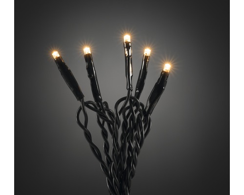 LED Lichterkette Konstsmide 3,43 m + Zuleitungslänge 3 m 50 Micro LEDs Lichtfarbe bernstein grünes Kabel LED-Lichterkette mit warmweißen Lichtern und schwarzem Kabel