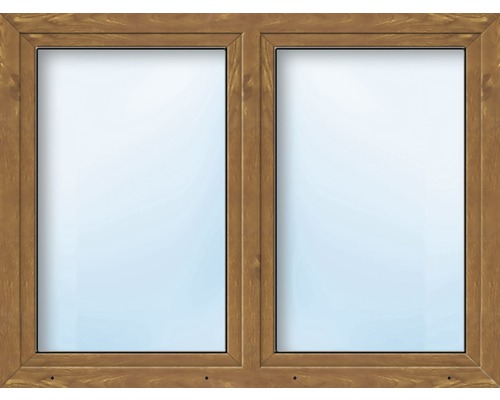 Kunststofffenster 2-flg. mit Stulppfosten ESG ARON Basic weiß/golden oak 1550x1550 mm