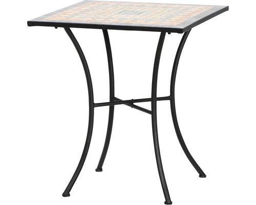 Gartentisch Gardamo Prato eckig 64 x 64 cm Gestell aus Stahl in matt schwarz, Gartentischplatte aus Keramik in Mosaikoptik Gartentisch Gardamo Prato eckig 64 x 64 cm Gestell aus Stahl in matt schwarz, Gartentischplatte aus Keramik in Mosaikoptik