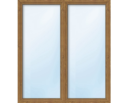 Balkontür Kunststoff 2-flg. mit Stulppfosten ESG ARON Basic weiß/golden oak 1400x2000 mm