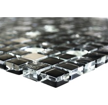Glasmosaik mit Metall Crystal Quadrat XCM M780 30,0x30,0 cm schwarz-thumb-1