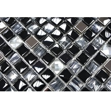 Glasmosaik mit Metall Crystal Quadrat XCM M780 30,0x30,0 cm schwarz-thumb-2