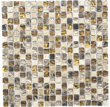 Glasmosaik mit Naturstein XCM M790 braun/beige 30x30 cm-thumb-0