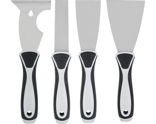 Vier Spachtel mit Kunststoffgriff