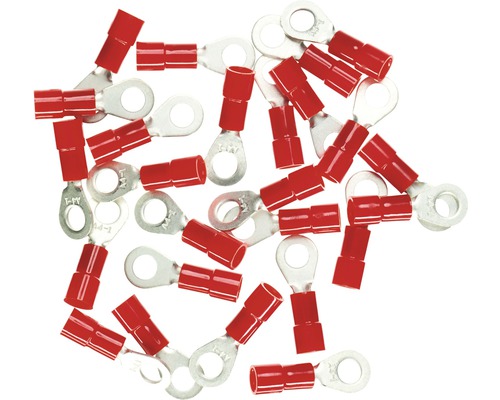 Haupa BLV260256 Ringkabelschuh isoliert M4 0,25-1,5 mm² rot 25 Stück Mehrere Ringkabelschuhe mit Isolierung